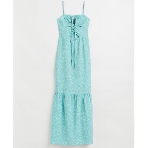 H&M Dresses & Skirts - H&M Turquoise Floral Sleeveless Cutout Maxi Dress